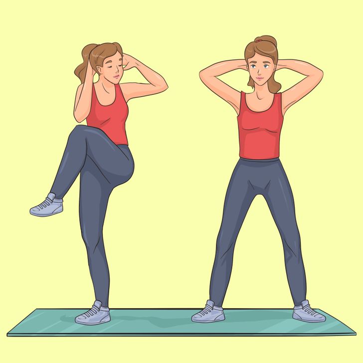 Đứng gập bụng - bài tập thể dục để có vòng eo thon